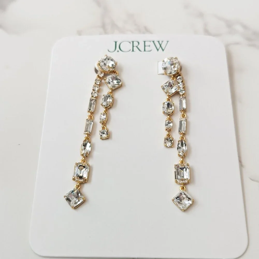 J.Crew Crystal Jacket Drop Earrings - Picture 1 of 7